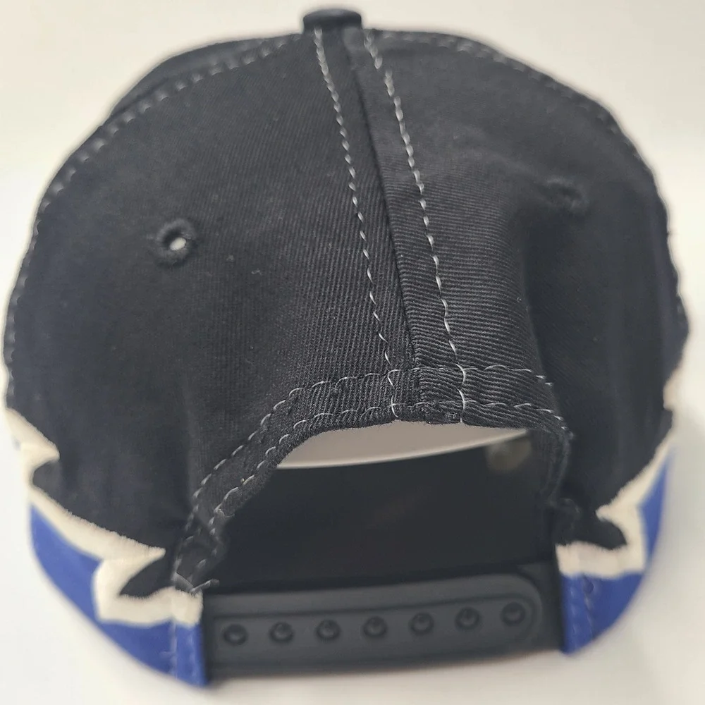 Vintage Ford Racing Hat Snapback (Fits Small) Black Blue White Flames *TEAR*‎